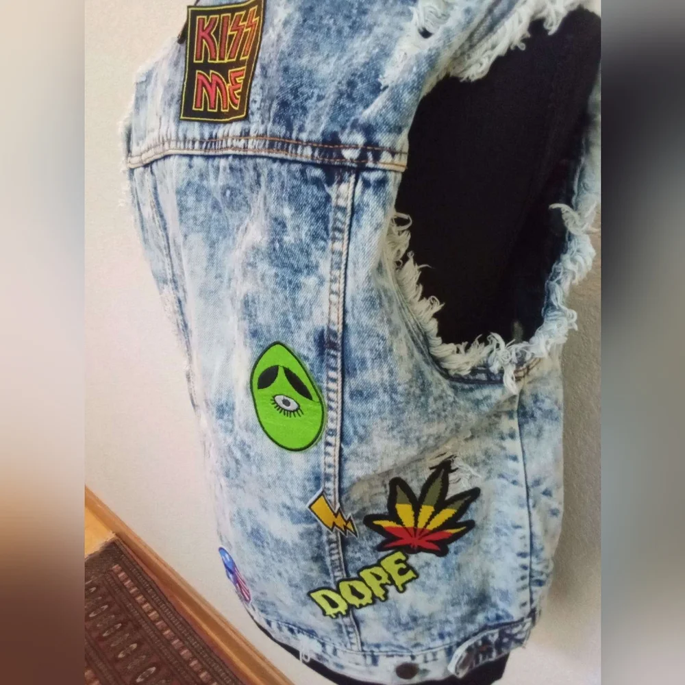 Punk Rock Denim Vest! - Picture 5 of 6